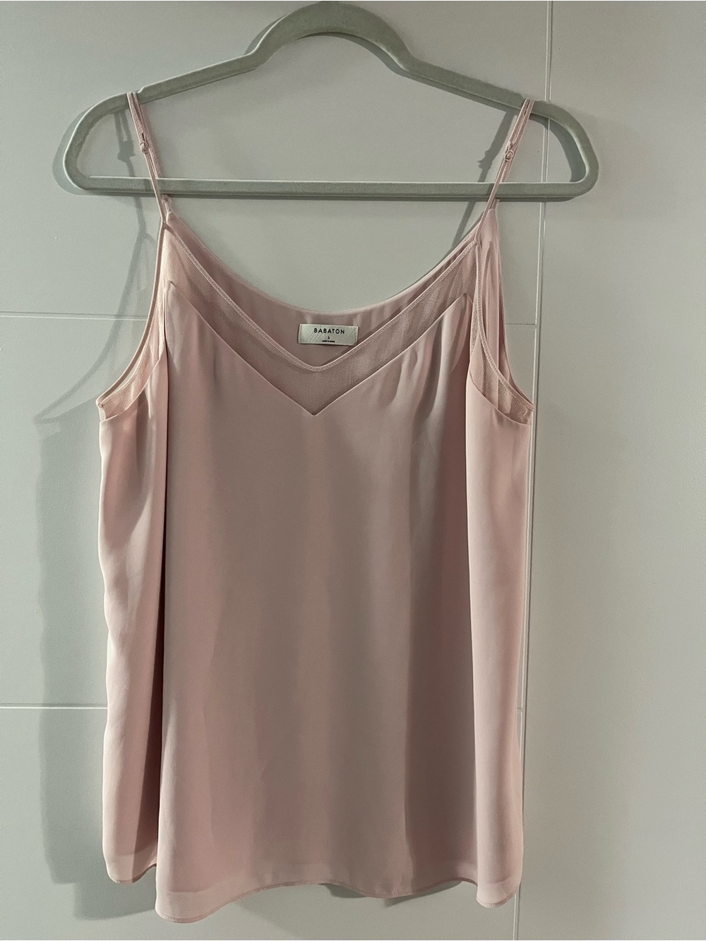 Babaton Blush Pink V-Neck Silk-Feel Cami